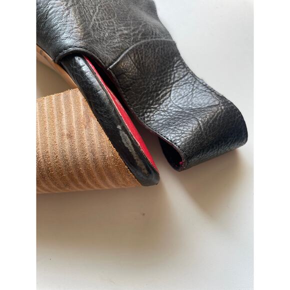 Jeffrey Campbell Black Leather Peep Toe Heels Size 9.5 Block Heel Slingback - Picture 9 of 14